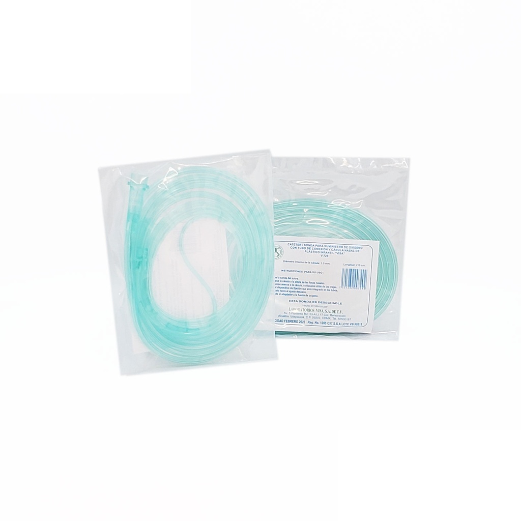PUNTA NASAL SUMINISTRO DE OXIGENO INFANTIL CON TUBO DE CONEXION 210 CM V-728 VISA
