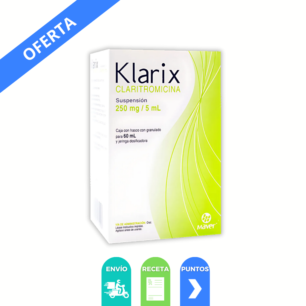 CLARITROMICINA SUSP 250 MG/5 ML FCO C/60 ML KLARIX LAB MAVER