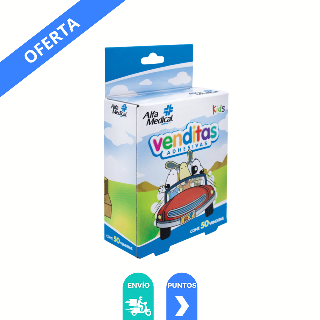 VENDITAS ADHESIVAS 7.1 X 1.9 CM C/50 PZAS DISEÑOS NIÑO ALFA MEDICAL (CURITA)
