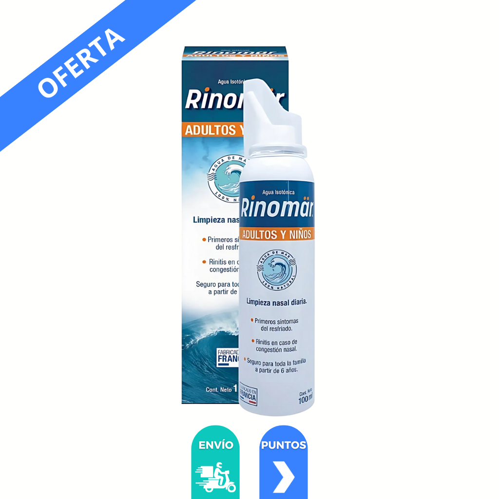 AGUA DE MAR ISOTONICA SOL HUMECTANTE NASAL USO DIARIO C/100 ML RINOMAR ADULTOS Y NIÑOS LAB DACLAF