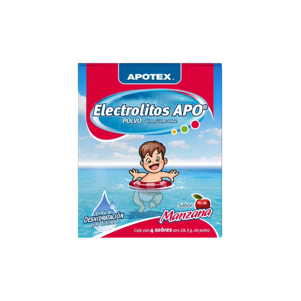 ELECTROLITOS POLVO APO MANZANA C/4 SOBRES APOTEX