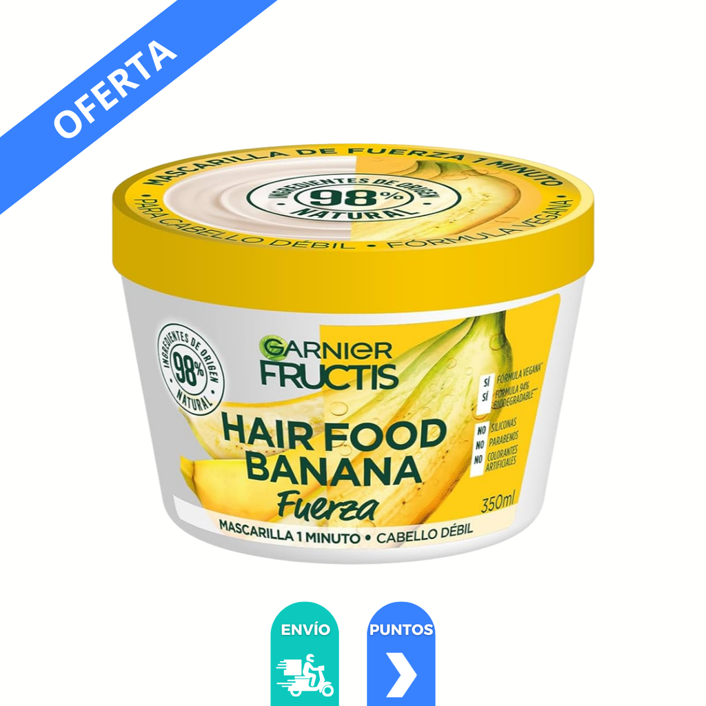 HAIR FOOD BANANA FUERZA 350 ML MASCARILLA PARA CABELLO GARNIER FRUCTIS