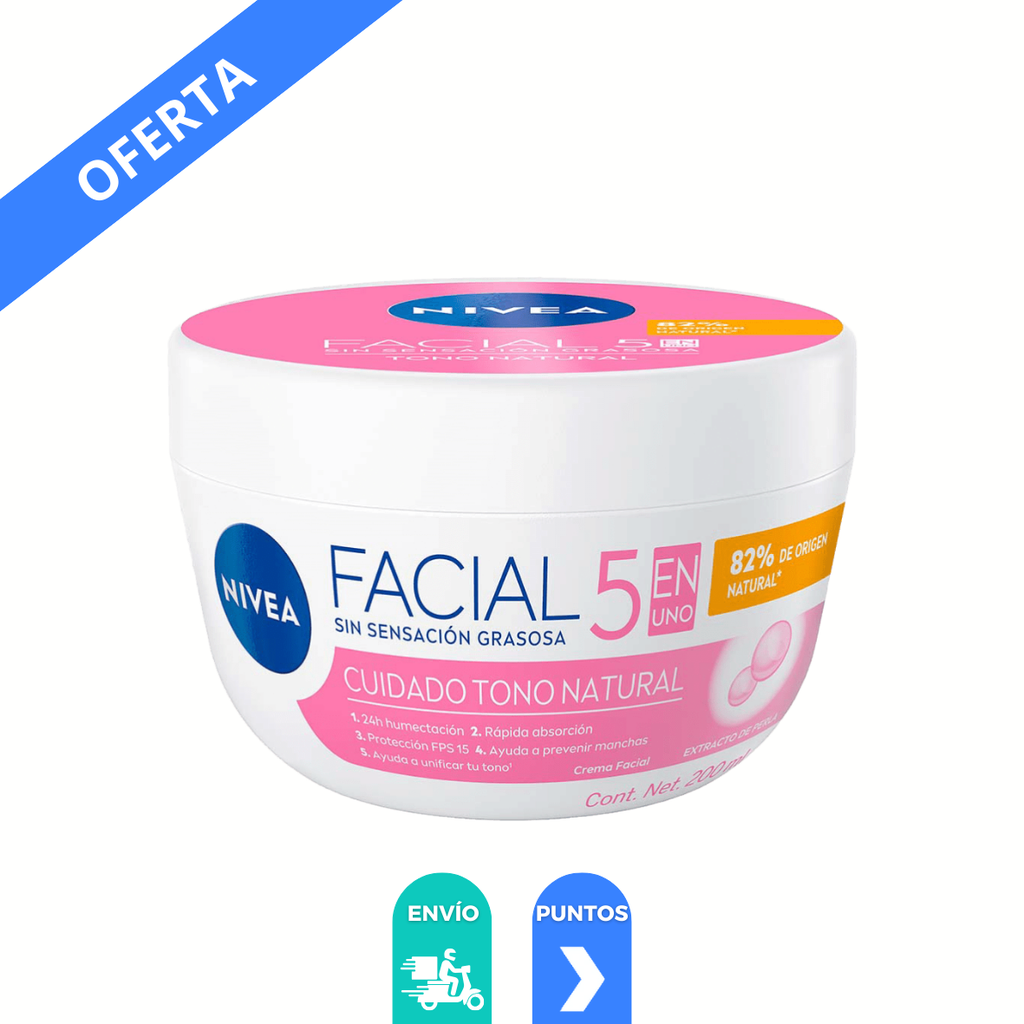 CREMA NIVEA FACIAL 5 EN 1 200 ML TONO NATURAL EXTRACTO DE PERLA BEIERSDORF