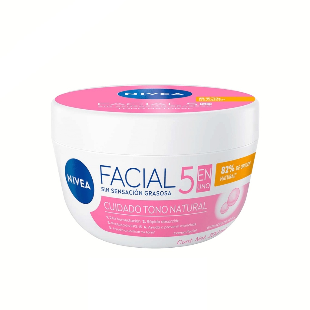 CREMA NIVEA FACIAL 5 EN 1 200 ML TONO NATURAL EXTRACTO DE PERLA BEIERSDORF