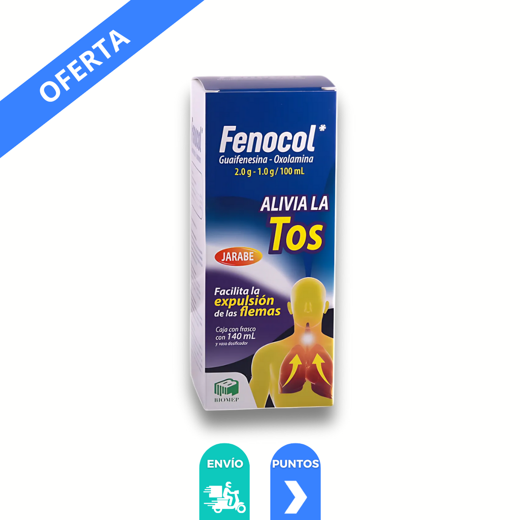 GUAIFENESINA OXOLAMINA JARABE 2/1 G/100 ML FCO C/140 ML FENOCOL LAB BIOMEP