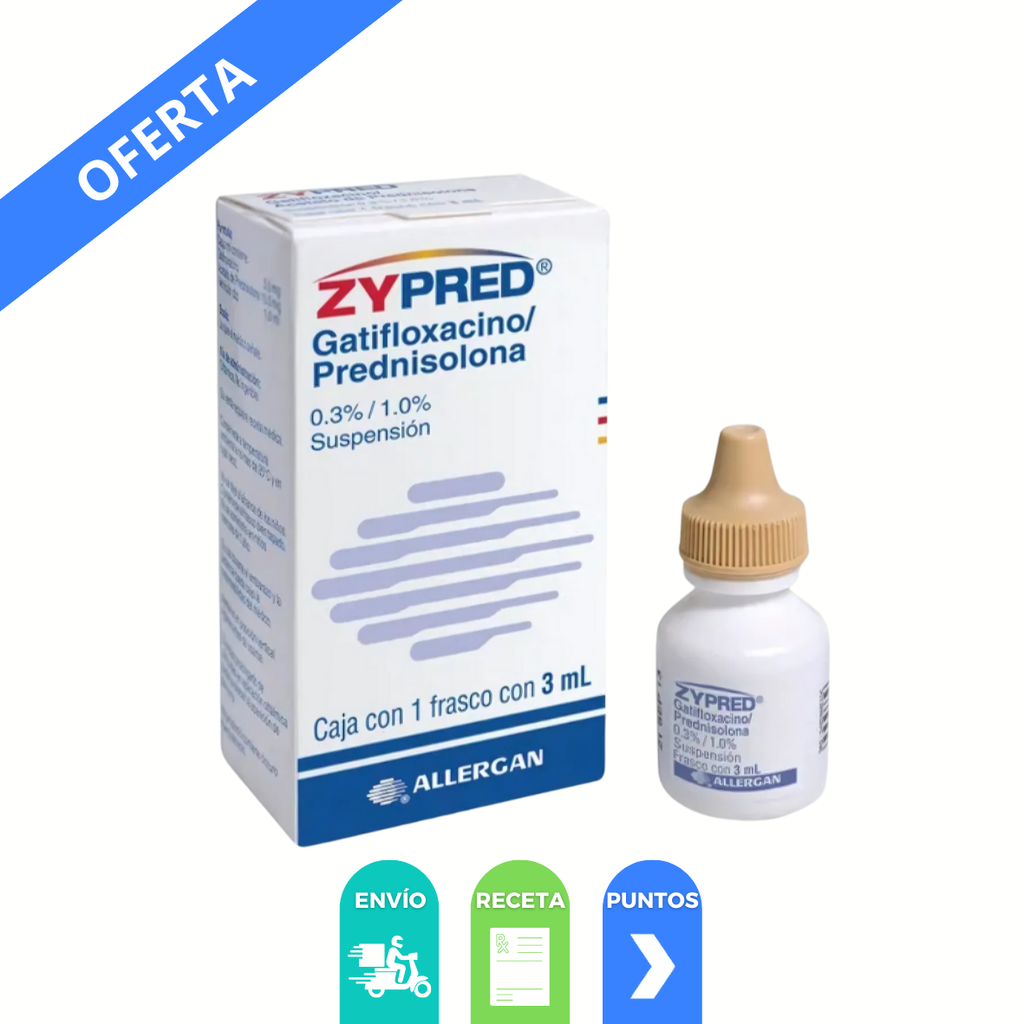 ZYPRED SUSP OFTALMICA 0.3/1% FCO C/3 ML GATIFLOXACINO PREDNISOLONA LAB ALLERGAN