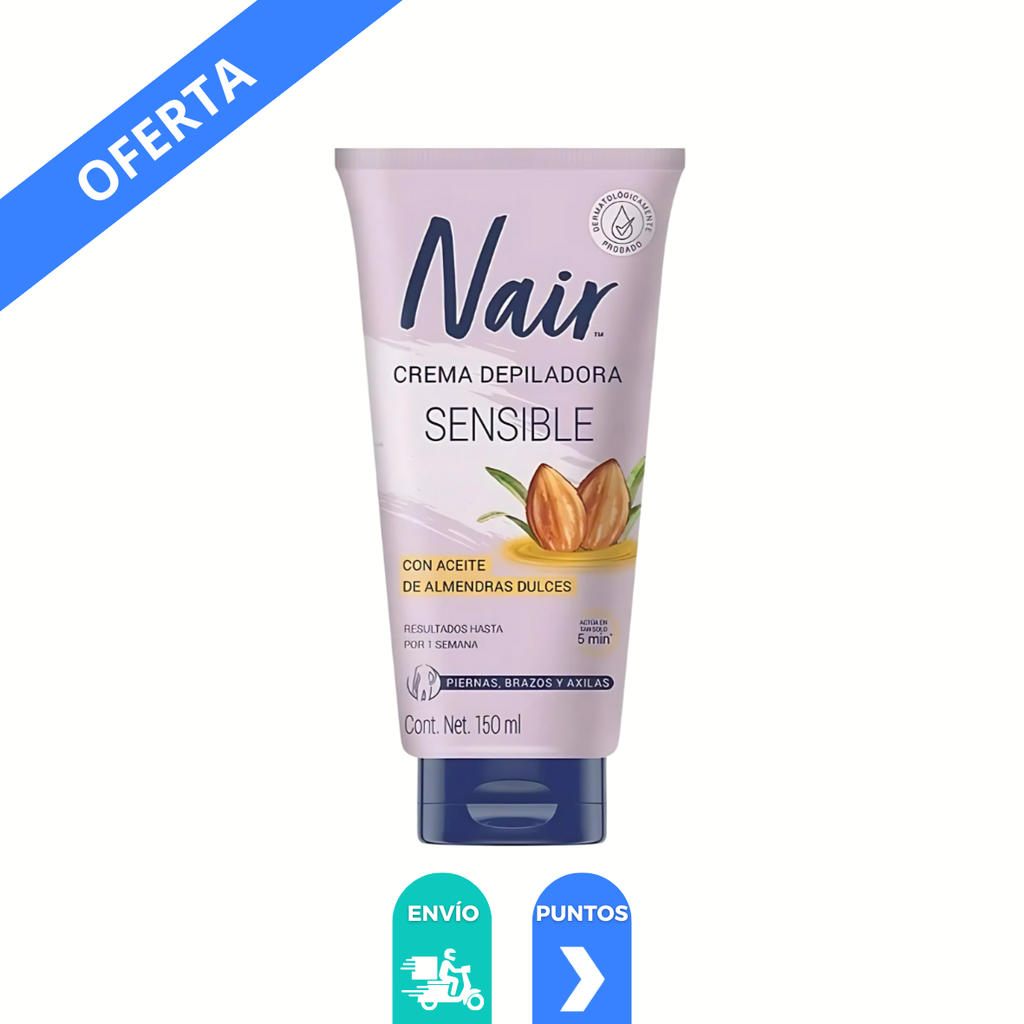 [4410] CREMA DEPILADORA SENSIBLE 150 ML CON ACEITE DE ALMENDRAS DULCES NAIR LAB CHURCH&DWIGHT