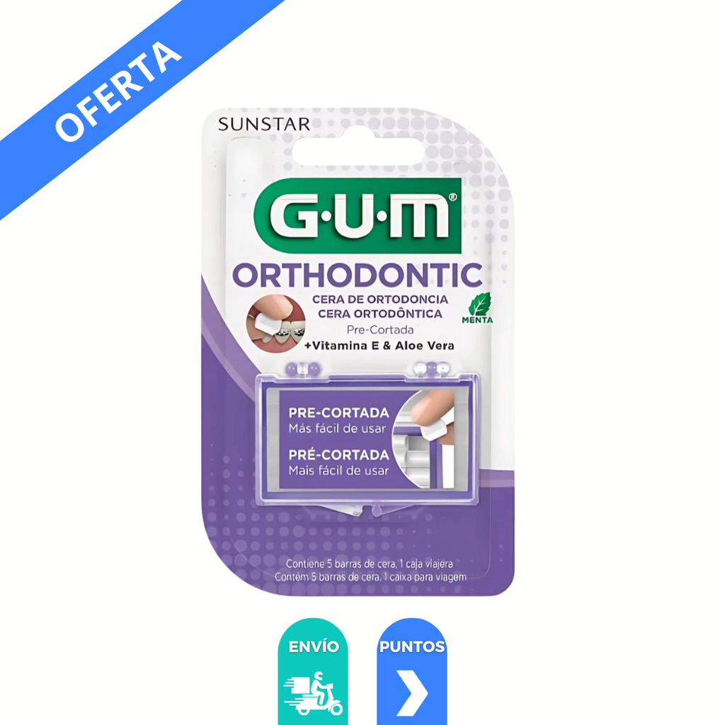 CERA DE ORTODONCIA PRECORTADA C/5 BARRAS CON VITAMINA E Y ALOE VERA GUM SUNSTAR