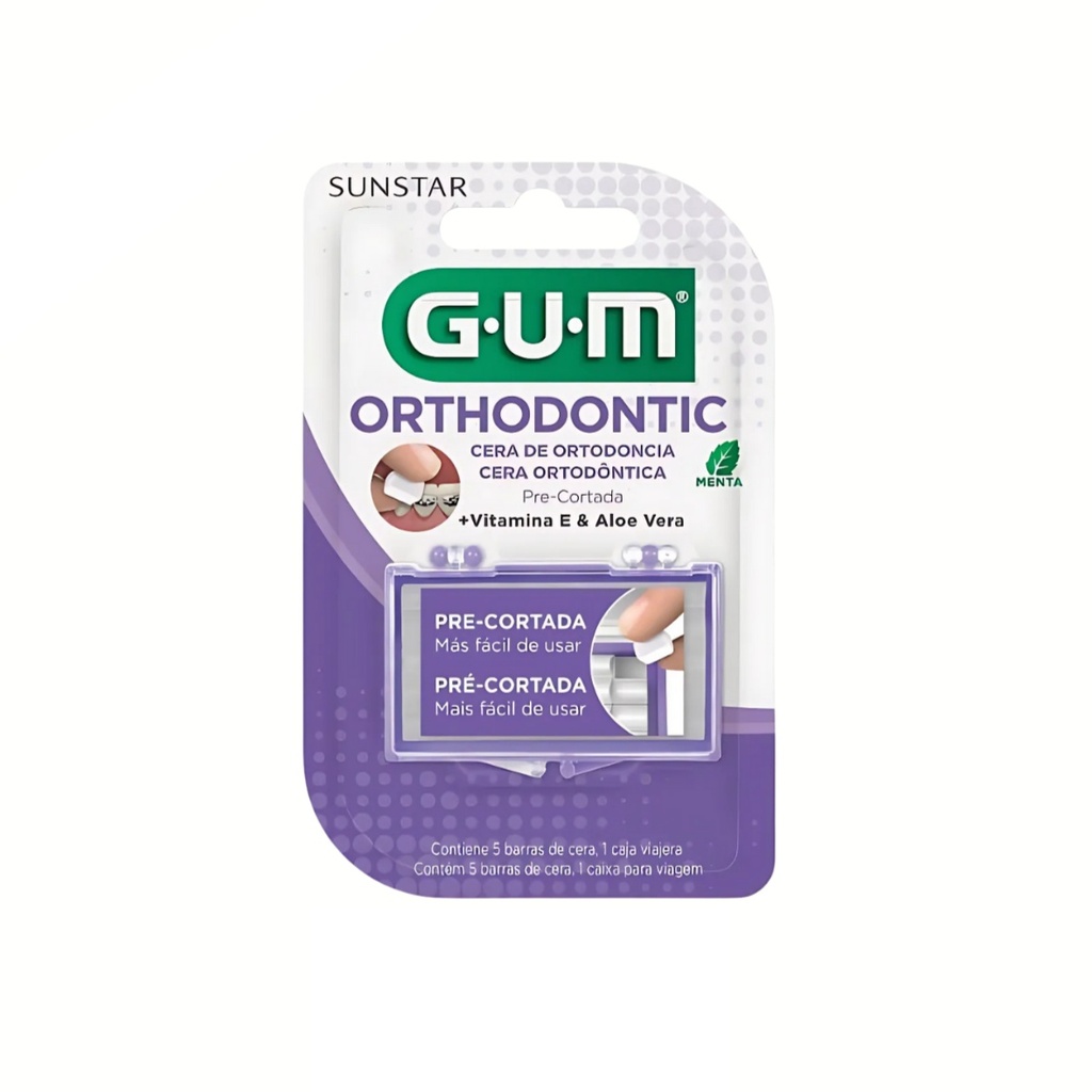 CERA DE ORTODONCIA PRECORTADA C/5 BARRAS CON VITAMINA E Y ALOE VERA GUM SUNSTAR