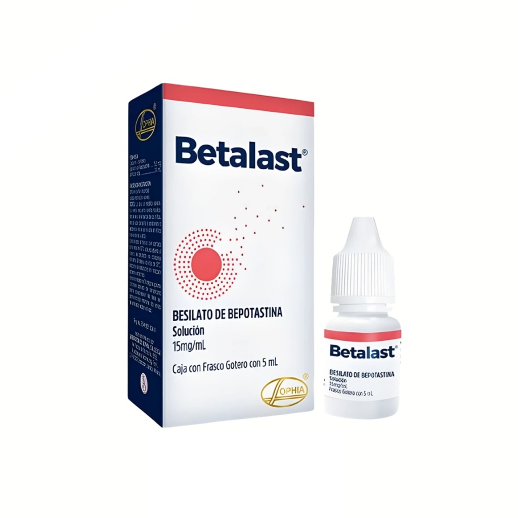BETALAST SOL OFTALMICA 15 MG/ML FCO GOTERO C/5 ML BESILATO DE BEPOTASTINA LAB SOPHIA