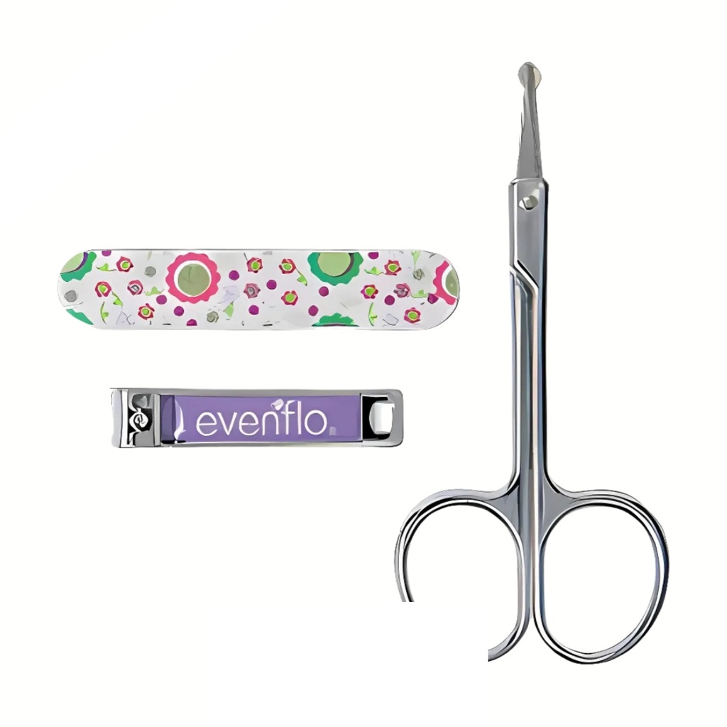 [4457] SET DE MANICURE 3 PZAS TIJERAS CORTA UÑAS LIMA EVENFLO
