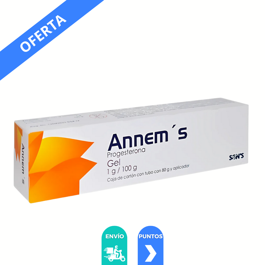PROGESTERONA GEL 1 G/100 G TUBO C/80 G Y APLICADOR ANNEMS LAB SONS