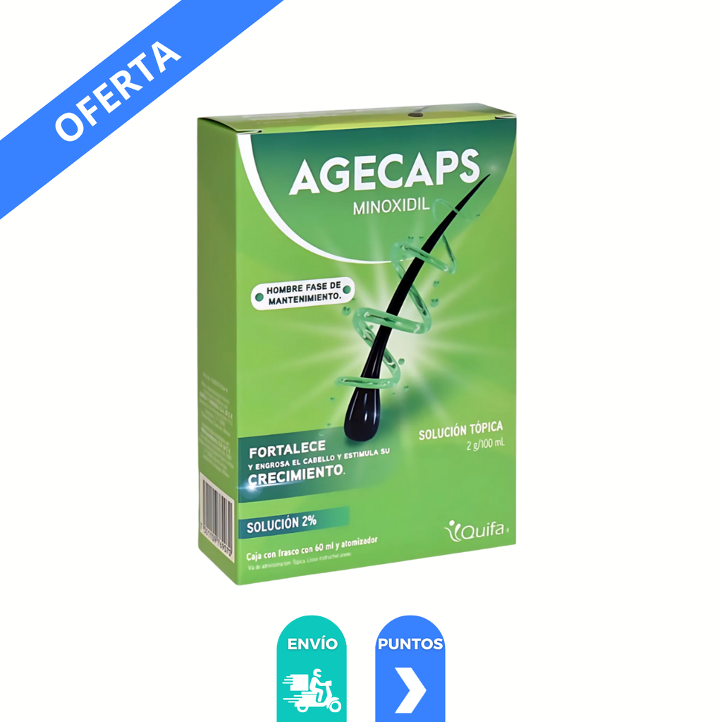 MINOXIDIL 2% SOL TOPICA 2 G/100 ML FCO C/60 ML AGECAPS LAB QUIFA