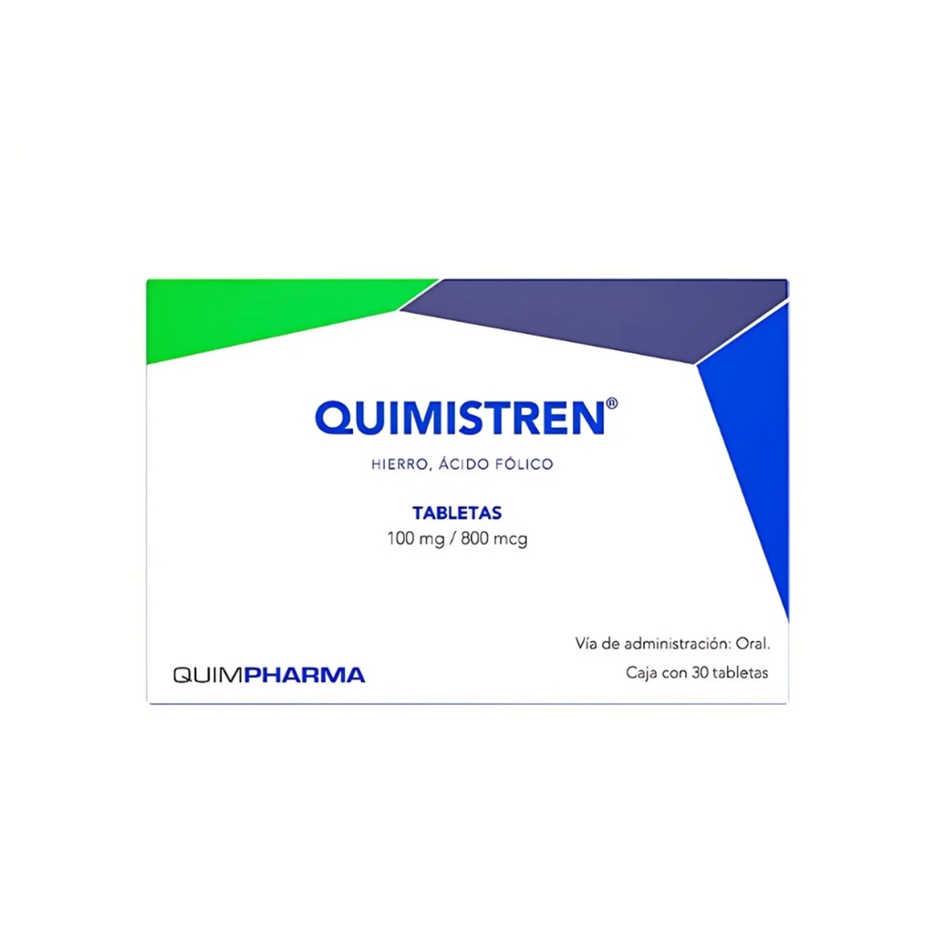 [4476] HIERRO ACIDO FOLICO 100 MG/800 MCG C/30 TAB QUIMISTREN LAB QUIMPHARMA