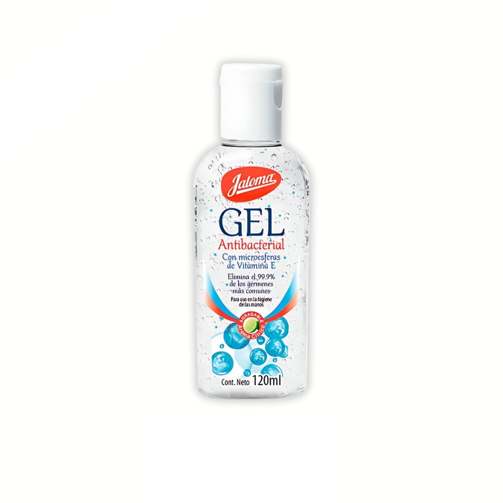 GEL ANTIBACTERIAL PARA MANOS 120 ML CON MICROESFERAS DE VITAMINA E JALOMA
