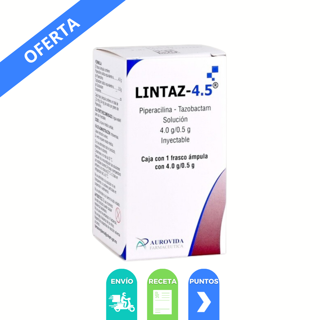 [4237] PIPERACILINA TAZOBACTAM SOL INY 4/0.5 G LINTAZ-4.5 LAB AUROVIDA