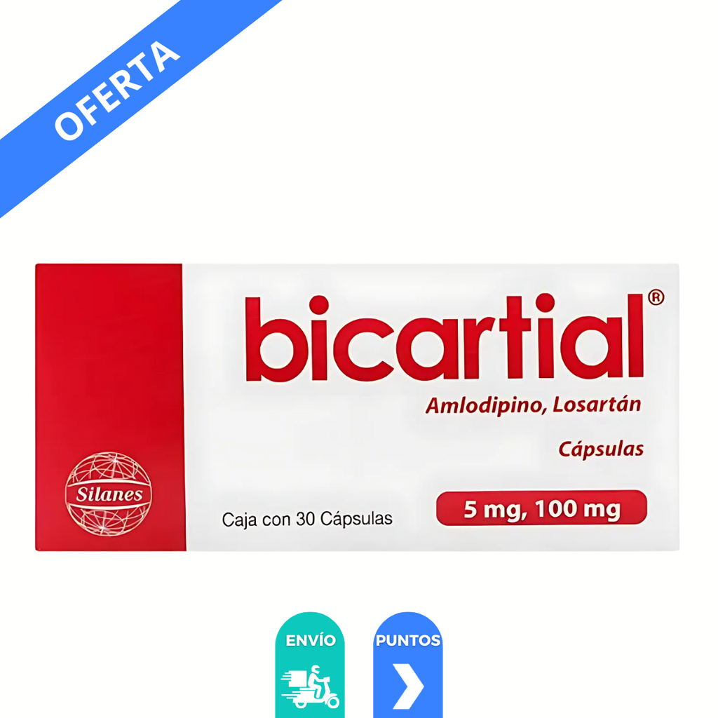 BICARTIAL 5/100 MG C/30 CAP AMLODIPINO LOSARTAN LAB SILANES