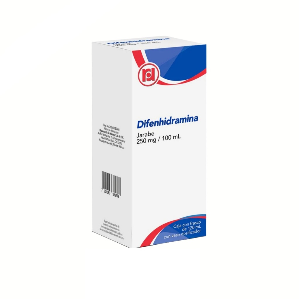 DIFENHIDRAMINA JARABE 250 MG/100 ML FCO C/120 ML LAB RANDALL