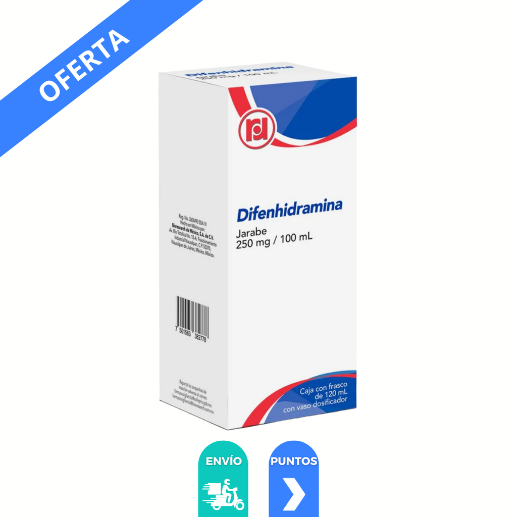 DIFENHIDRAMINA JARABE 250 MG/100 ML FCO C/120 ML LAB RANDALL