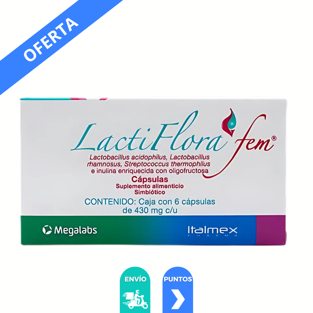 [4624] LACTIFLORA FEM 430 MG C/6 CAP SUPLEMENTO ALIMENTICIO SIMBIOTICO LAB MEGALABS