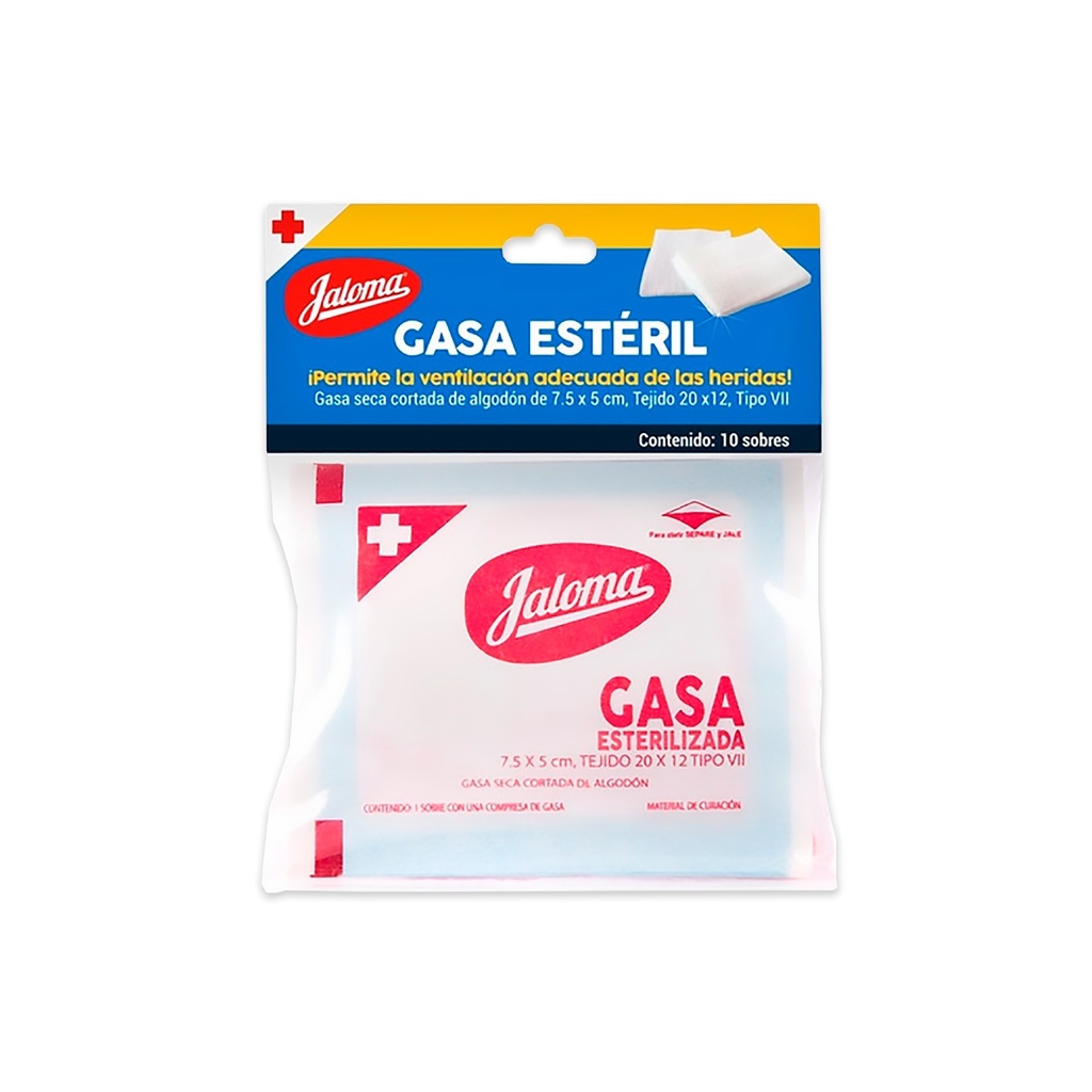 GASA ESTERIL 7.5X5 CM C/10 JALOMA
