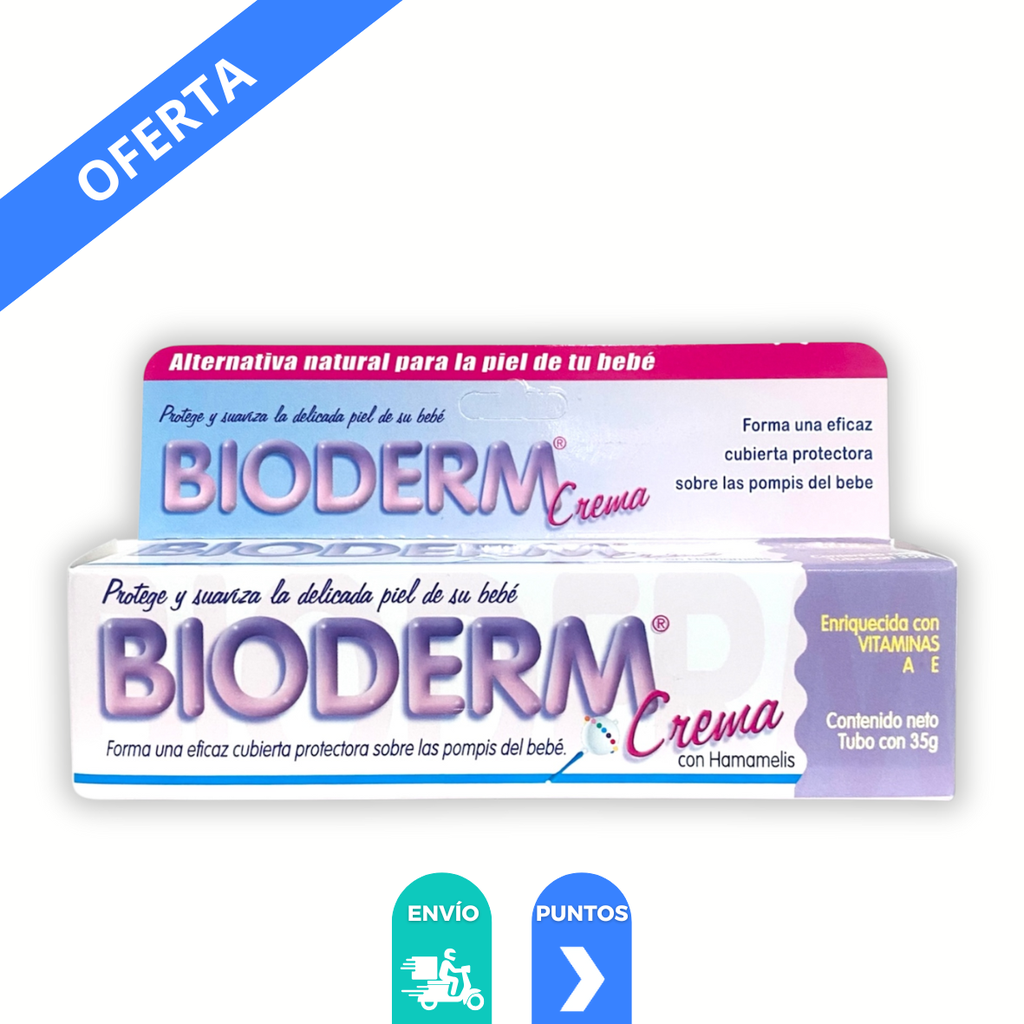 BIODERM CREMA CON HAMMAMELIS TUBO C/35 G OXIDO DE ZINC VITAMINAS A Y E LAB BIO SALUD