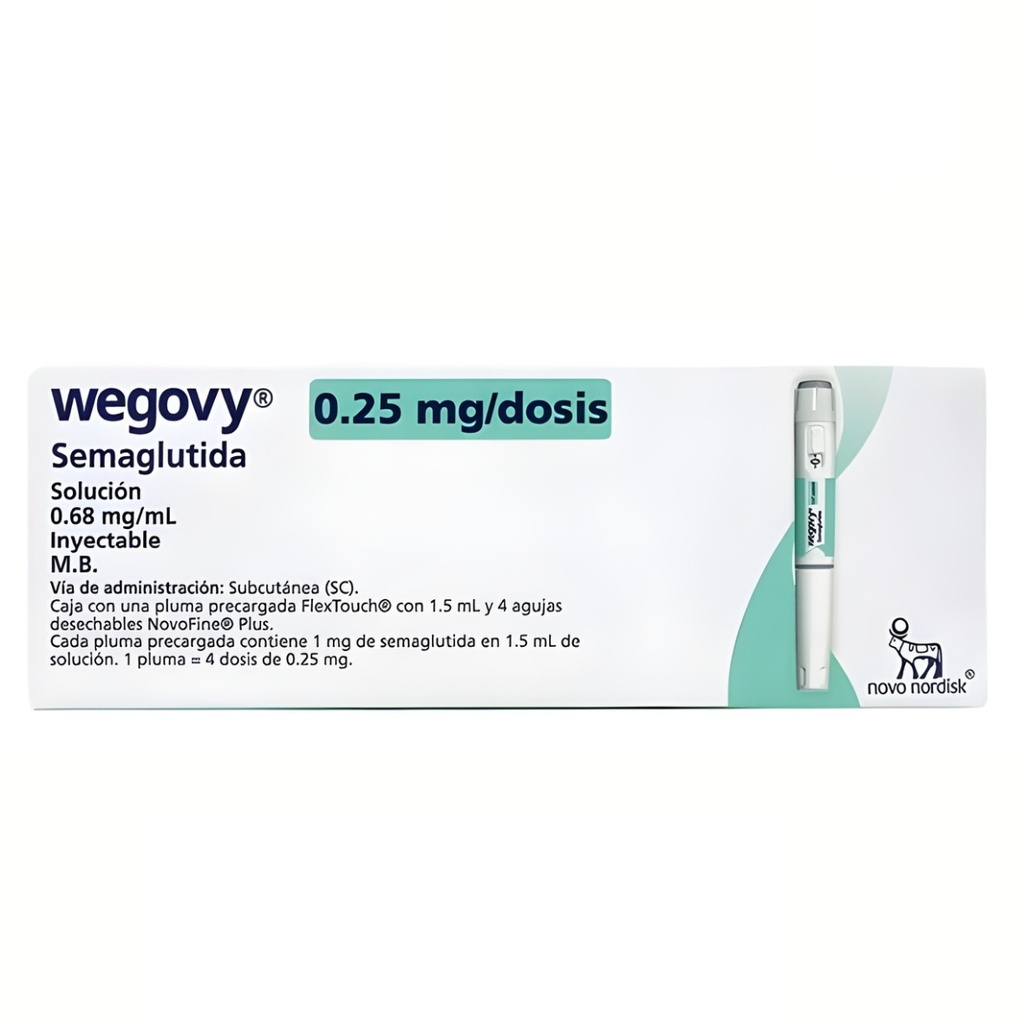 [4648] WEGOBY (0.25 MG/DOSIS) SOL INY 0.68 MG/ML PLUMA PRECARGADA 1.5 ML C/4 AGUJAS SEMAGLUTIDA LAB NOVO NORDISK