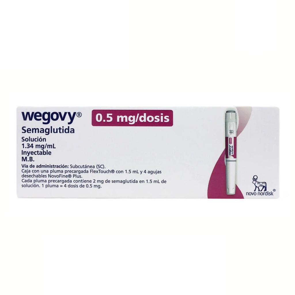 [4649] WEGOBY (0.5 MG/DOSIS) SOL INY 1.34 MG/ML PLUMA PRECARGADA 1.5 ML C/4 AGUJAS SEMAGLUTIDA LAB NOVO NORDISK