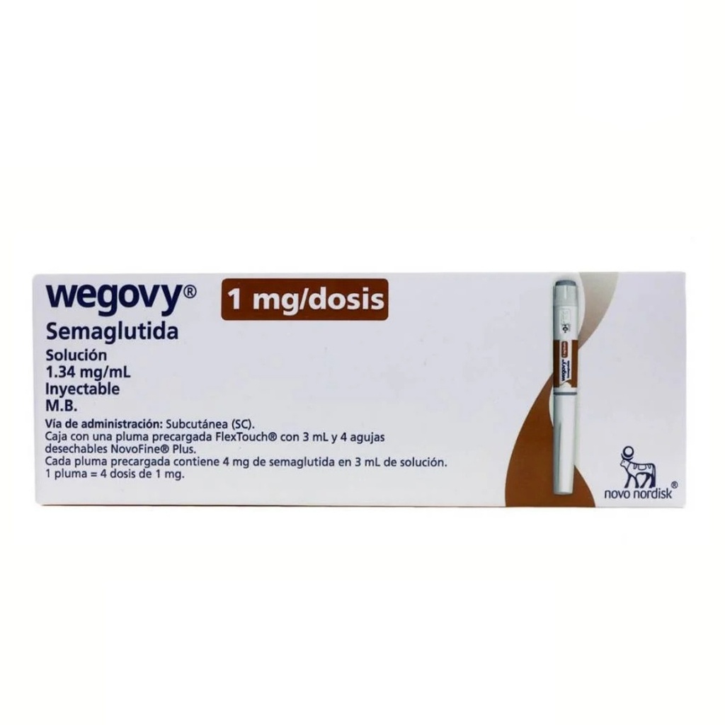 [4650] WEGOBY (1 MG/DOSIS) SOL INY 1.34 MG/ML PLUMA PRECARGADA 3 ML C/4 AGUJAS SEMAGLUTIDA LAB NOVO NORDISK