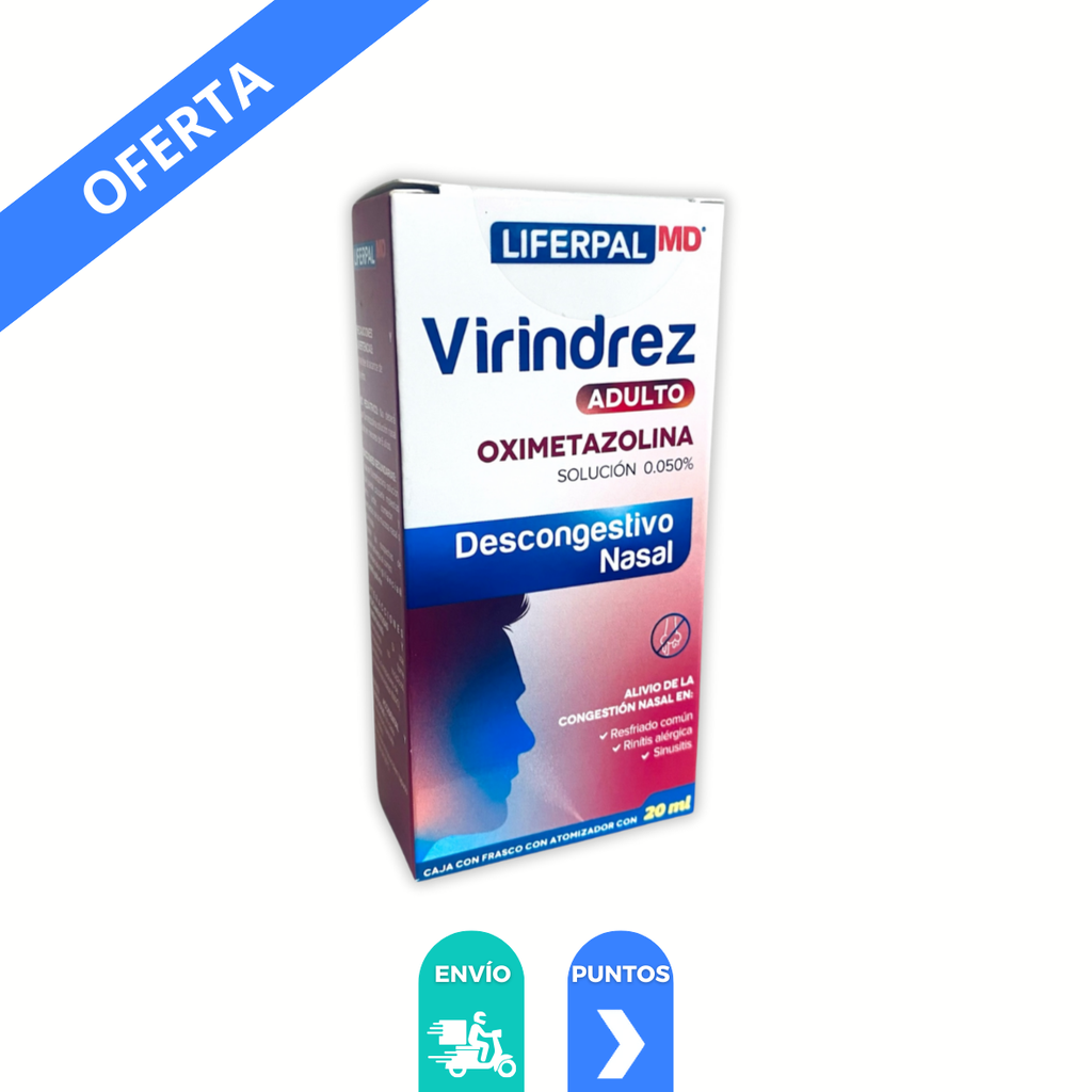 OXIMETAZOLINA SOL NASAL 0.05% C/20 ML VIRINDREZ ADULTO LAB LIFERPAL MD