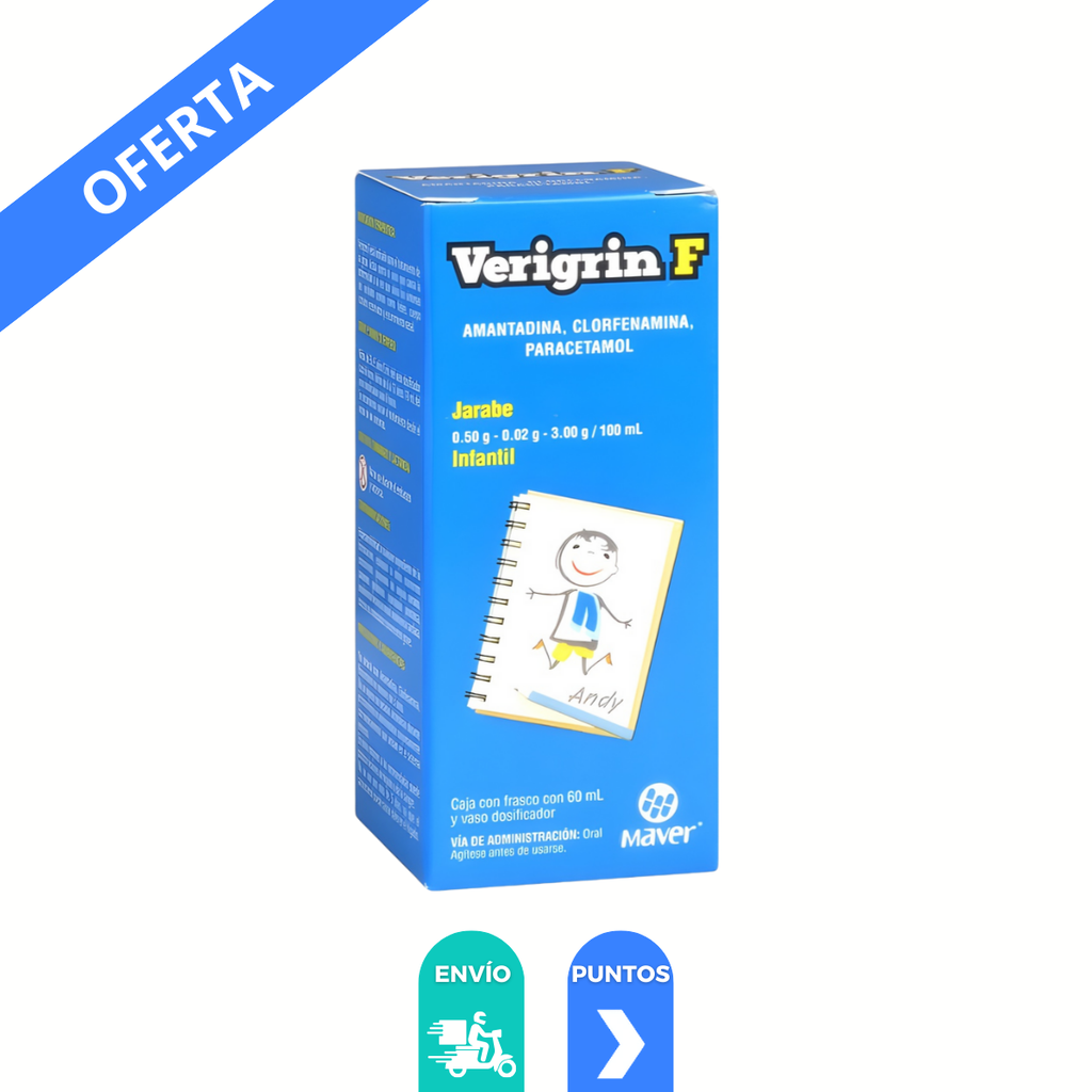 AMANTADINA CLORFENAMINA PARACETAMOL JARABE 0.5/0.02/3 G/100 ML FCO C/60 ML VERIGRIN F INFANTIL LAB MAVER