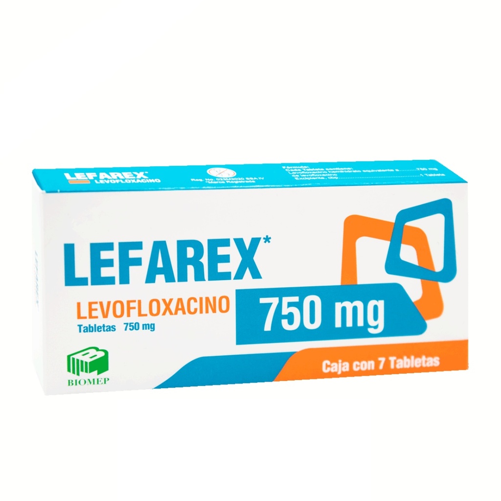 LEVOFLOXACINO 750 MG C/7 TAB LEFAREX LAB BIOMEP