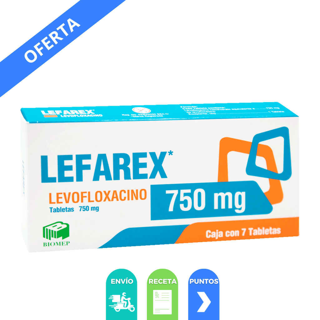 LEVOFLOXACINO 750 MG C/7 TAB LEFAREX LAB BIOMEP
