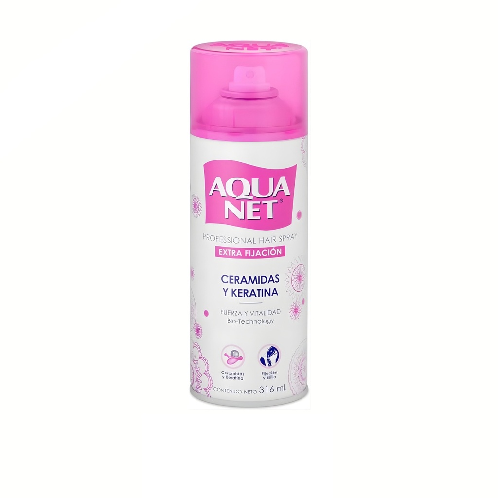 SPRAY PARA CABELLO EXTRA FIJACION 316 ML AQUA NET CERAMIDAS Y KERATINA AQUA BEAUTY