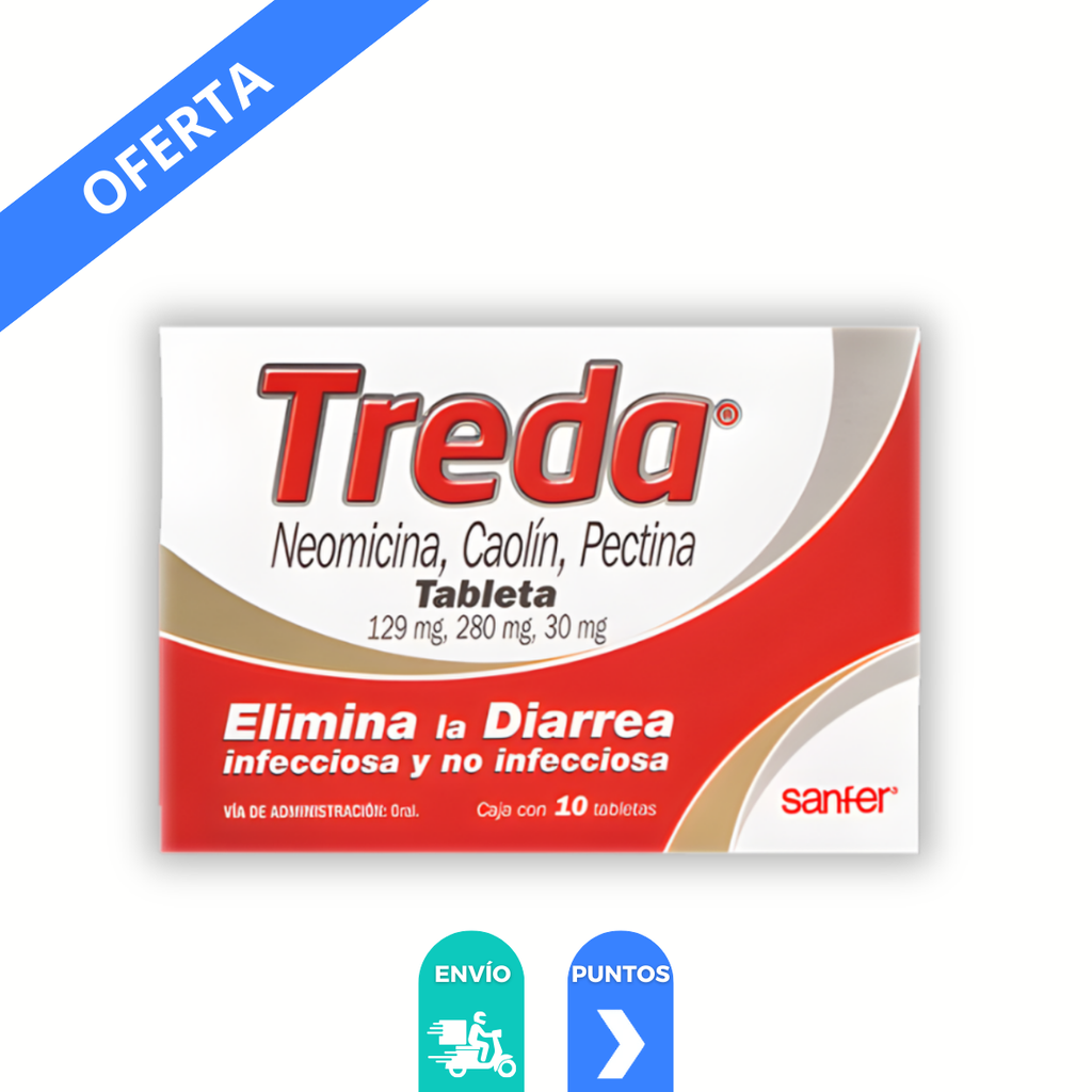 TREDA 129/280/30 MG C/10 TAB NEOMICINA CAOLIN PECTINA LAB SANFER