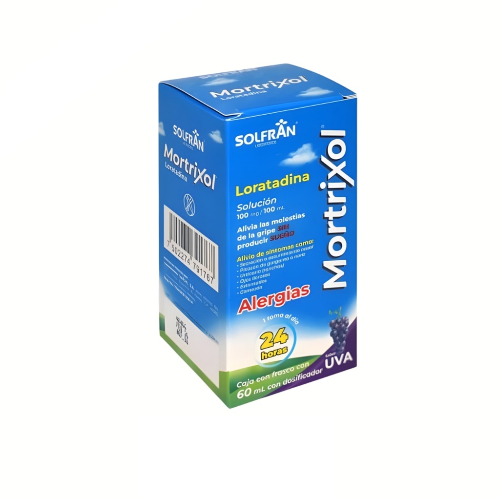 LORATADINA SOL ORAL 100 MG/100 ML FCO C/60 ML SABOR UVA MORTRIXOL LAB SOLFRAN