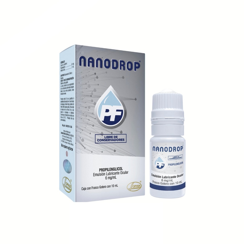 NANODROP PF EMULSION LUBRICANTE OCULAR 6 MG/ML FCO GOTERO C/10 ML PROPILENGLICOL LAB SOPHIA