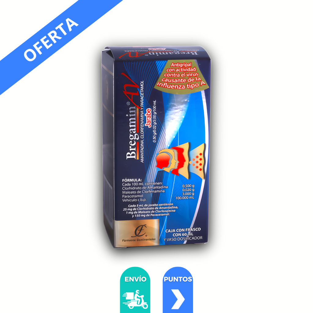 AMANTADINA CLORFENAMINA PARACETAMOL JARABE 0.5/0.02/3 G/100 ML FCO C/60 ML BREGAMIN AV LAB FARMACOS CONTINENTALES