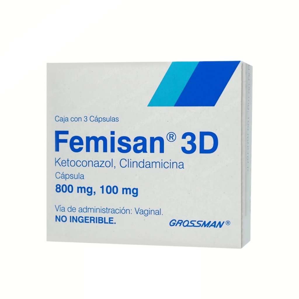 FEMISAN 3D 800/100 MG C/3 CAP VAGINALES KETOCONAZOL CLINDAMICINA LAB GROSSMAN