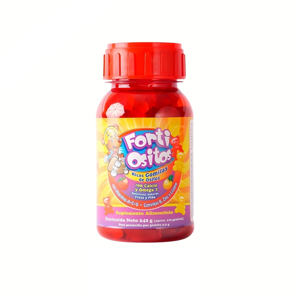 FORTI OSITOS C/110 GOMITAS C/CALCIO Y OMEGA 3 SABOR FRESA Y PIÑA LAB NATUTECH (ROJO)
