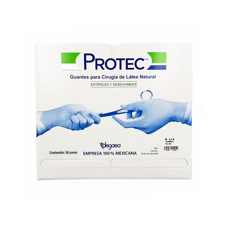 GUANTE CIRUJANO 8 1/2 LATEX NATURAL C/50 PARES ESTERIL PROTEC DEGASA 412500