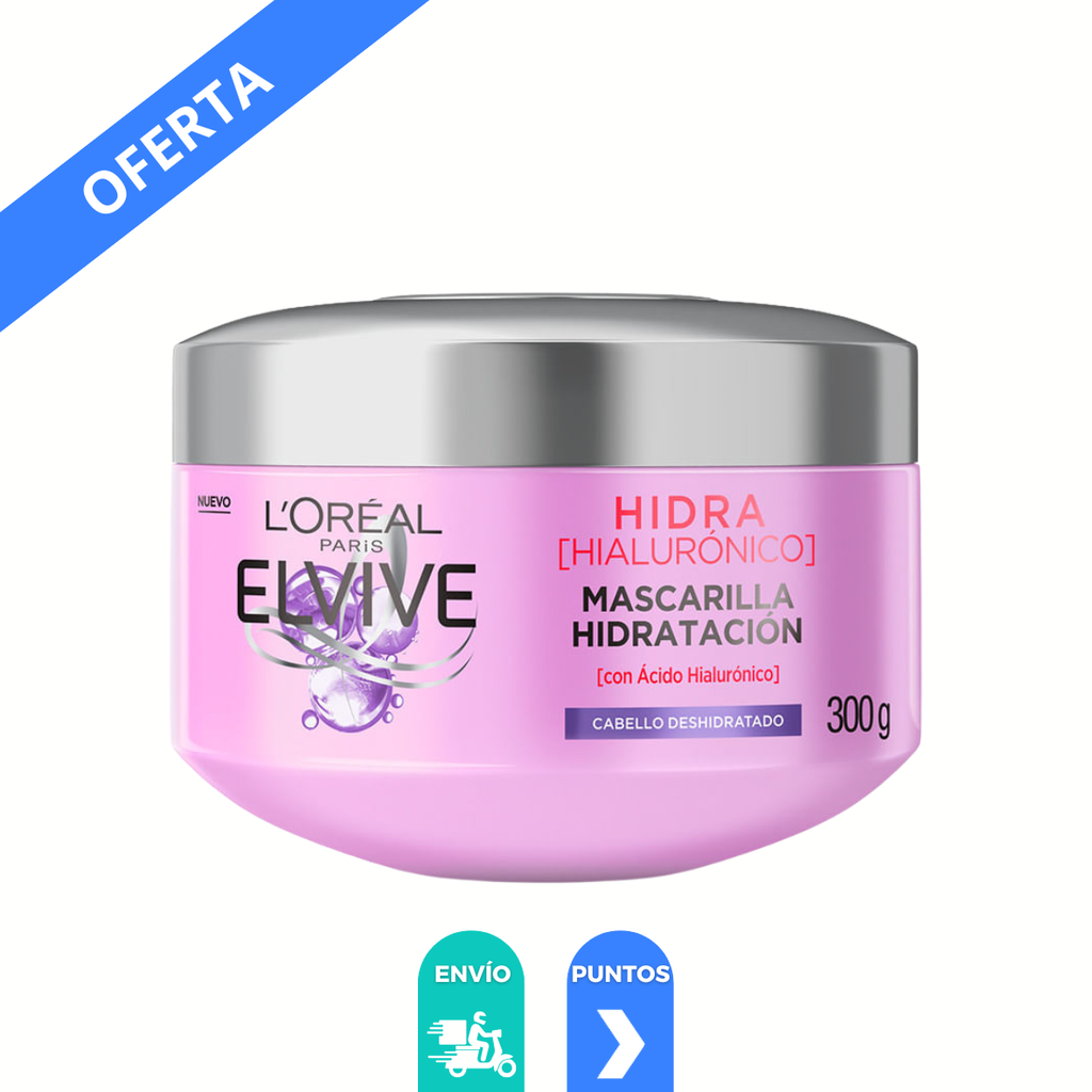 ELVIVE HIDRA 300 G MASCARILLA PARA CABELLO CON ACIDO HIALURONICO LOREAL PARIS