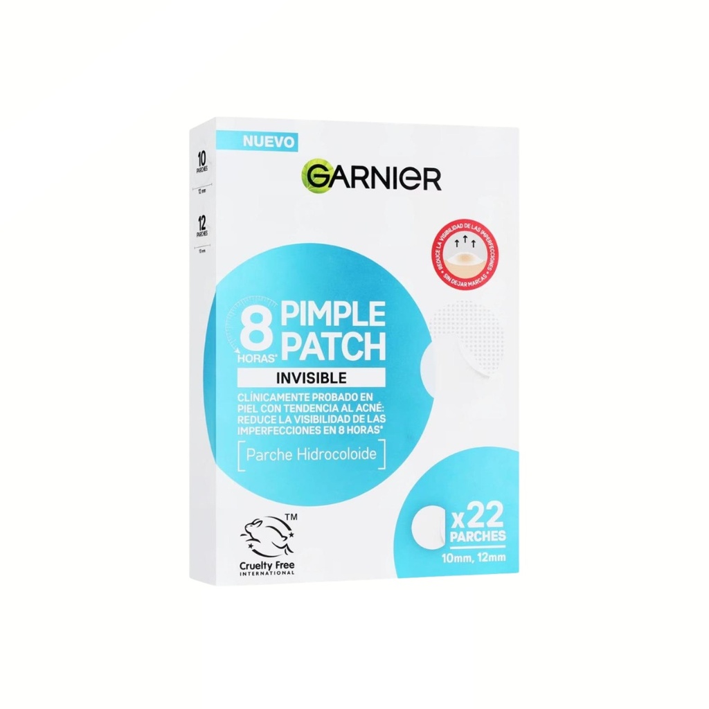 PARCHE PARA ACNE 10 X 12 MM C/22 PZAS PARCHE HIDROCOLOIDE PIMPLE PATCH GARNIER