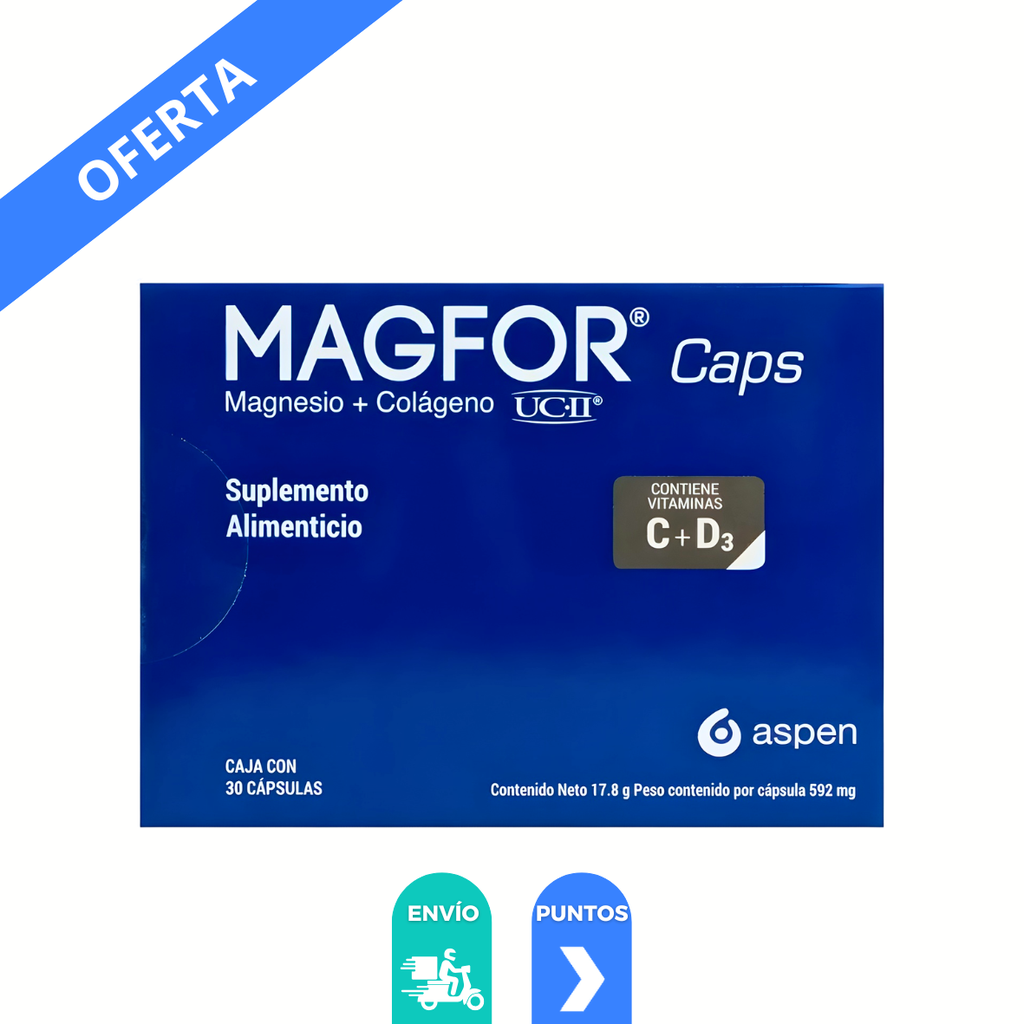 MAGFOR 592 MG C/30 CAP MAGNESIO SUPLEMENTO ALIMENTICIO LAB ASPEN
