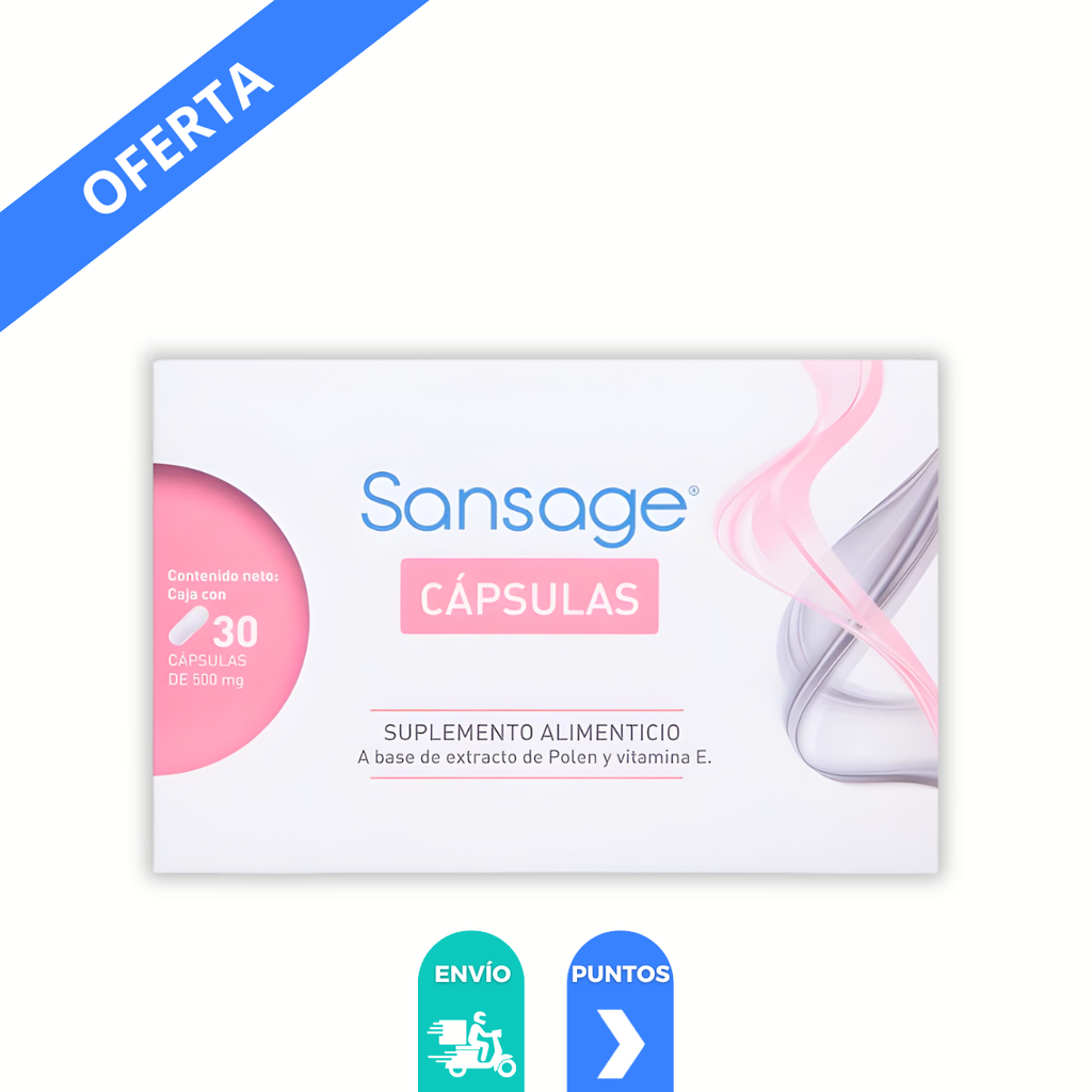 SANSAGE 500 MG C/30 CAP EXTRACTO DE POLEN VITAMINA E SUPLEMENTO ALIMENTICIO LAB GEDEON RICHTER