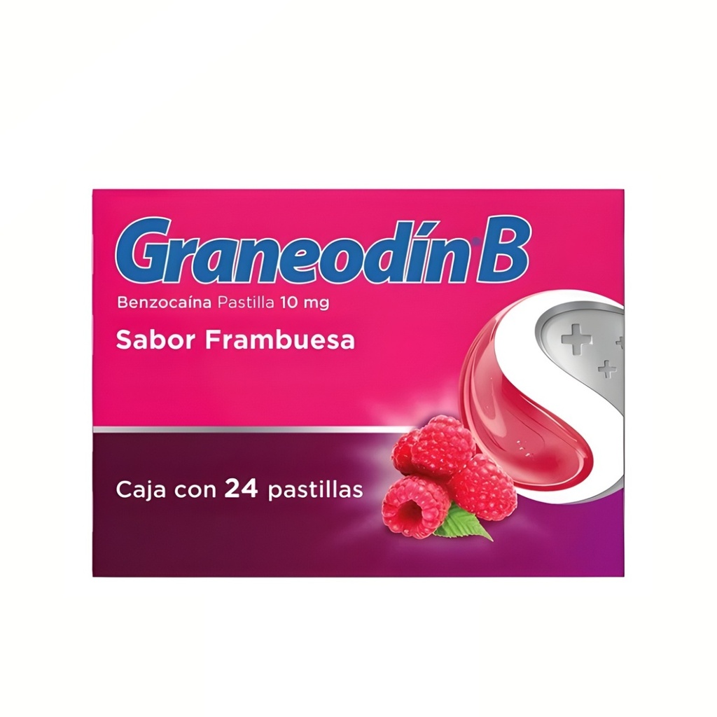 GRANEODIN-B 10 MG C/24 PASTILLAS SABOR FRAMBUESA BENZOCAINA LAB RECKITT