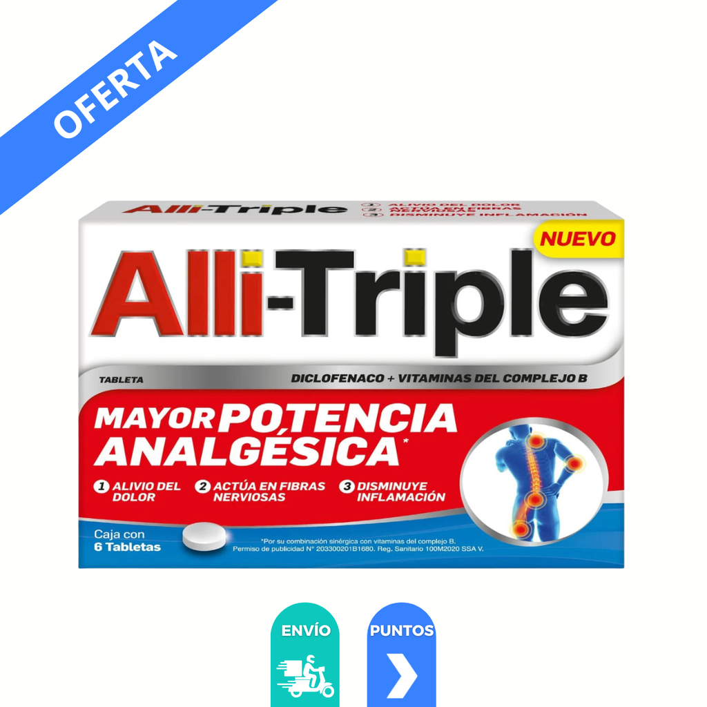 [4789] ALLI-TRIPLE 50/0.25/50/50 MG C/6 TAB DICLOFENACO CIANOCOBALAMINA PIRIDOXINA TIAMINA LAB GENOMMA