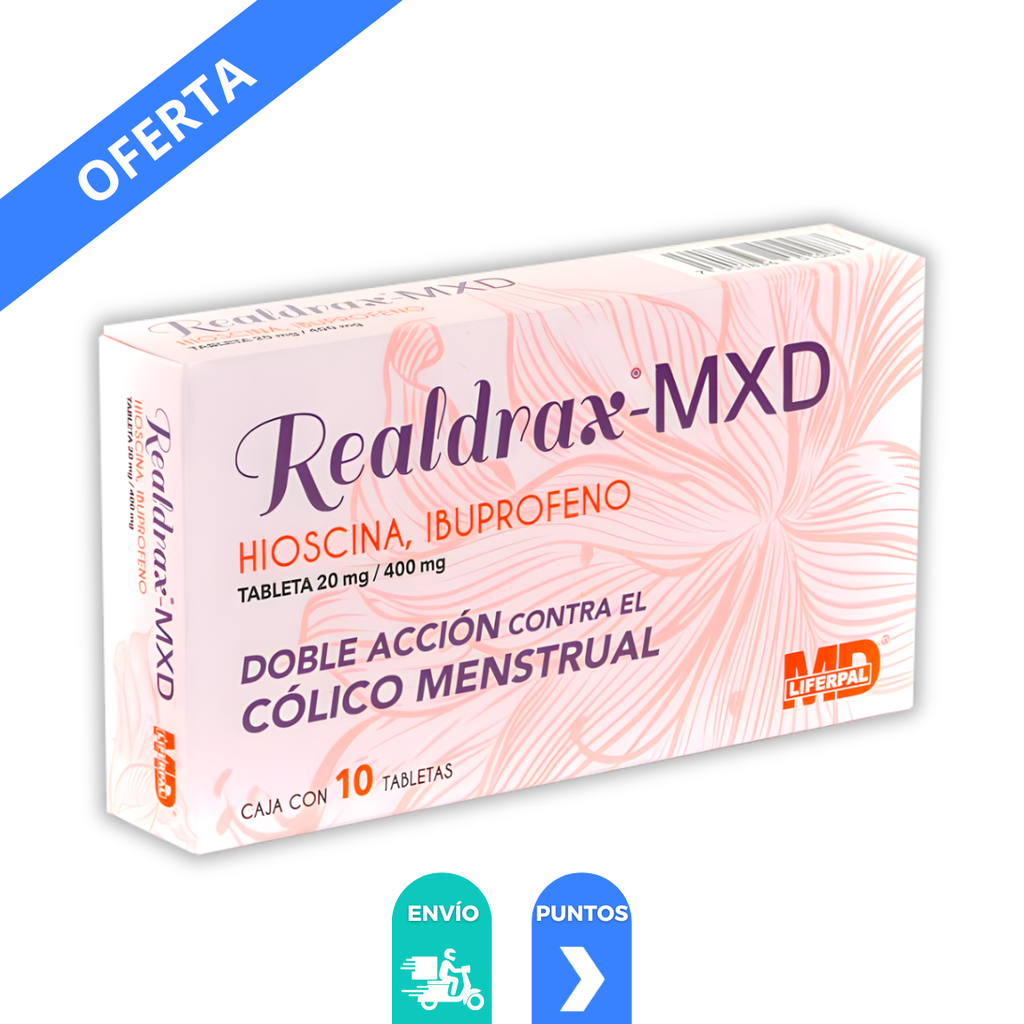 [4801] HIOSCINA IBUPROFENO 20/400 MG C/10 TAB REALDRAX-MXD LAB MD LIFERPAL