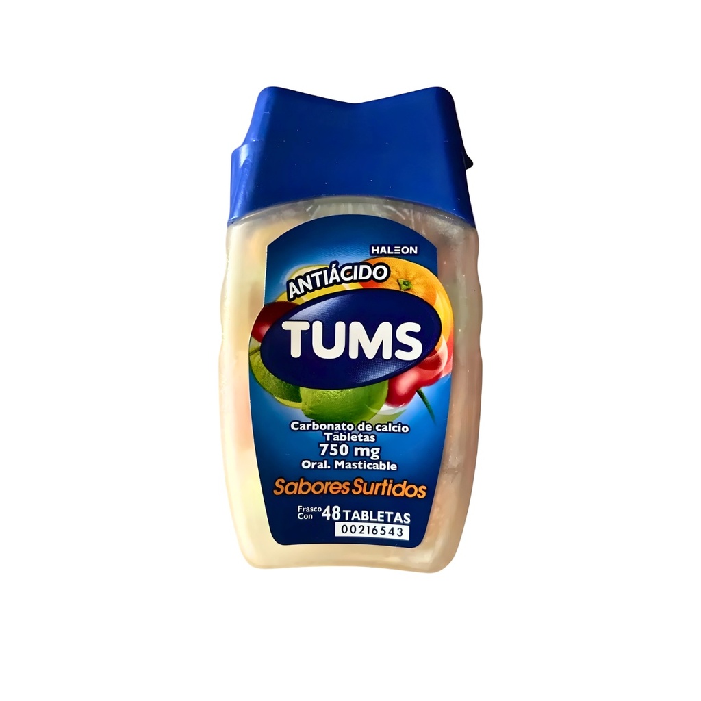 TUMS ANTIACIDO 750 MG C/48 TAB MASTICABLE SABORES SURTIDOS CARBONATO DE CALCIO LAB HALEON