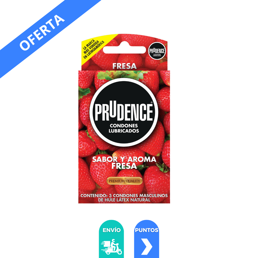 PRESERVATIVO PRUDENCE SABOR Y AROMA FRESA C/3 PZAS LAB DKT